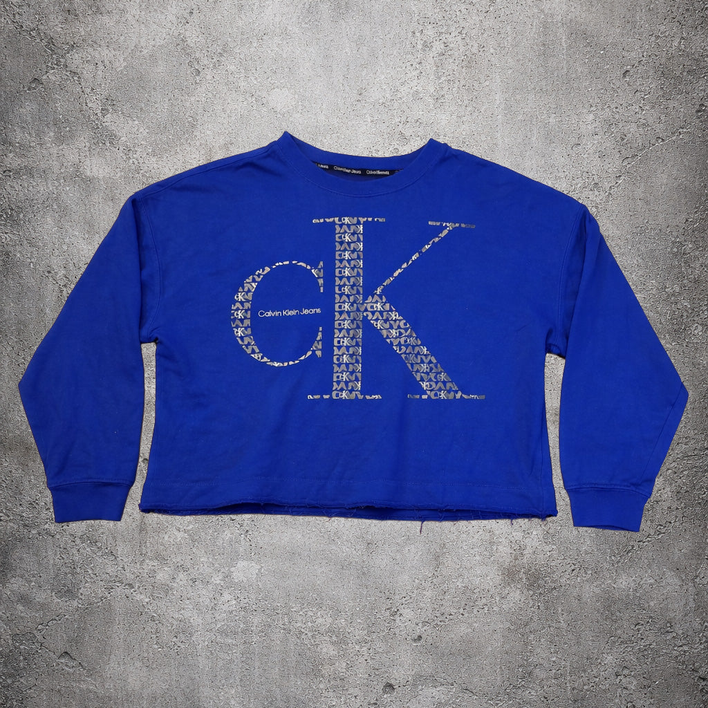 Sweat court sans capuche bleu foncé - Calvin Klein - Taille XL