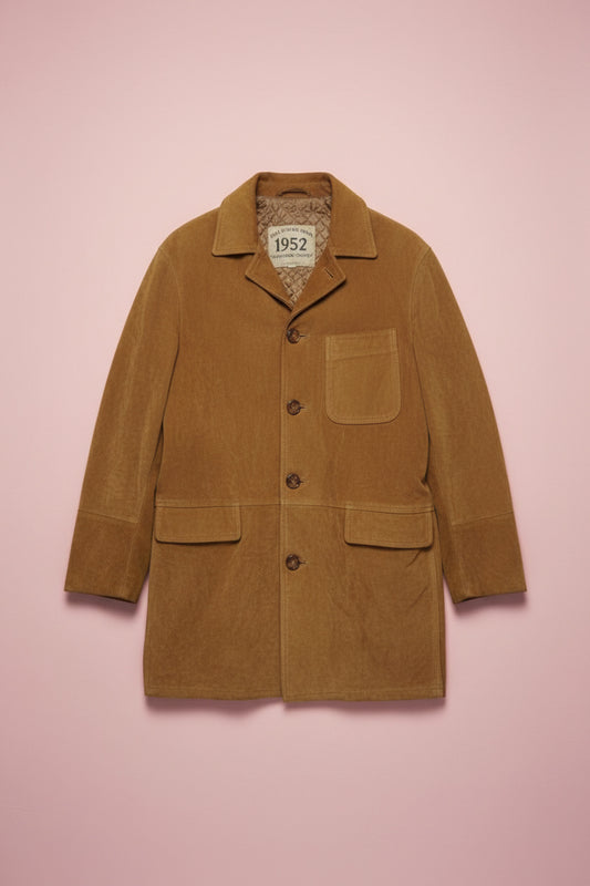 Veste en cuir marron longueur genou – BY ZAINAB