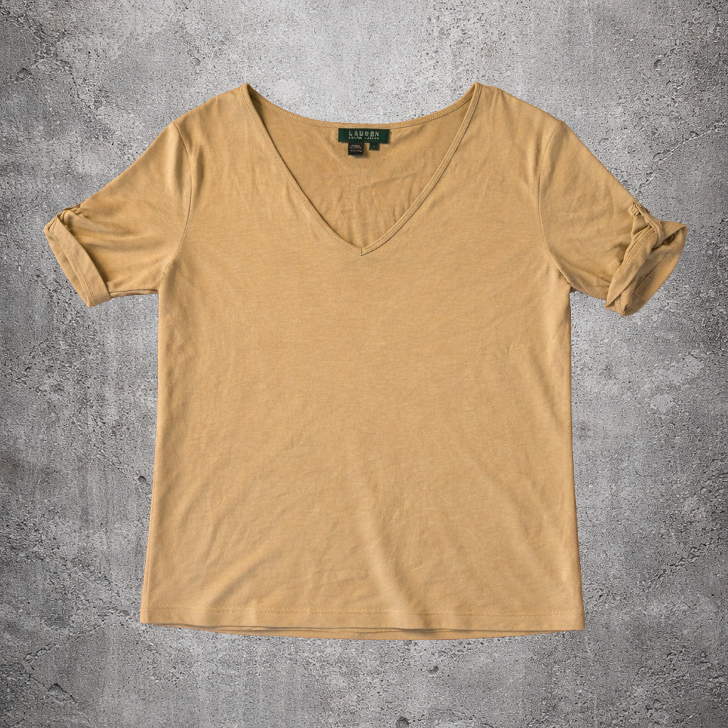 Top decolleté jaune - Lauren by Ralph Lauren - Taille L