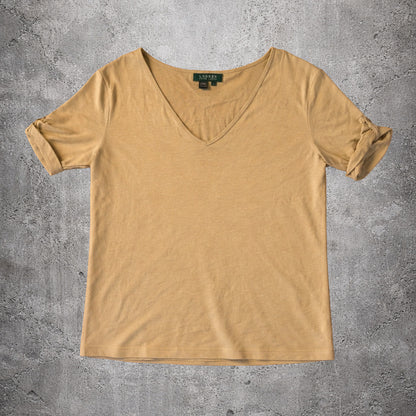 Top decolleté jaune - Lauren by Ralph Lauren - Taille L