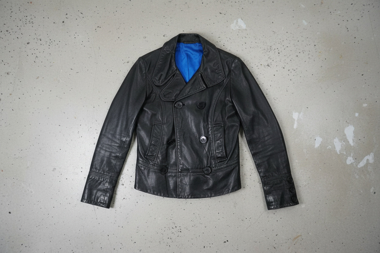 Veste en cuir noire cropped – taille S