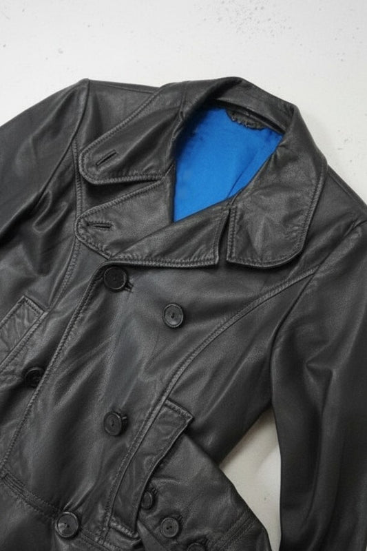 Veste en cuir noire cropped – taille S