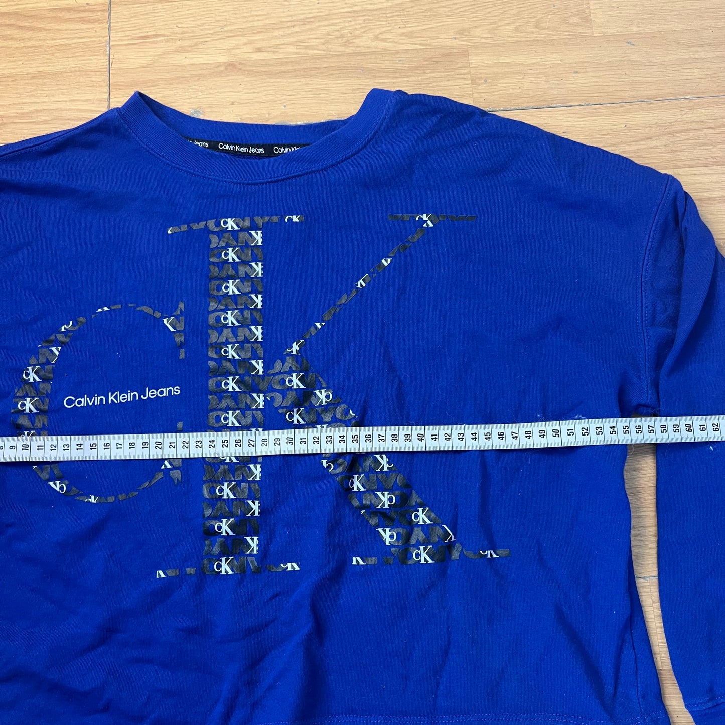 Sweat court sans capuche bleu foncé - Calvin Klein - Taille XL