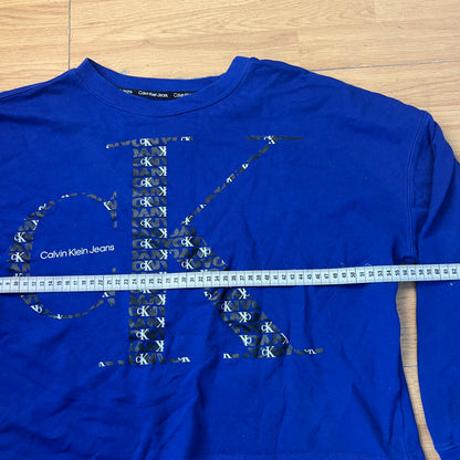 Sweat court sans capuche bleu foncé - Calvin Klein - Taille XL