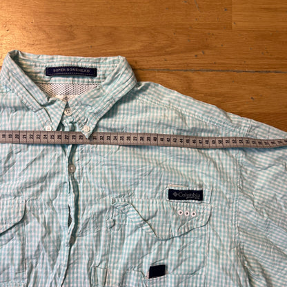 Chemise manches courtes à carreaux bleu et blanc - Columbia - Taille L