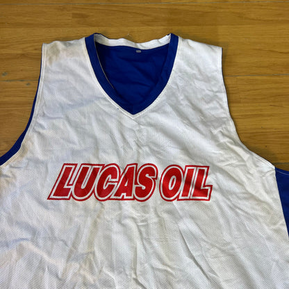 T-shirt basketball réversible blanc et bleu - Lucas Oil - Taille XXXL