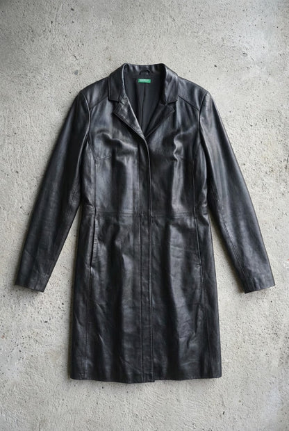 Veste en cuir noire – longueur genoux – taille M
