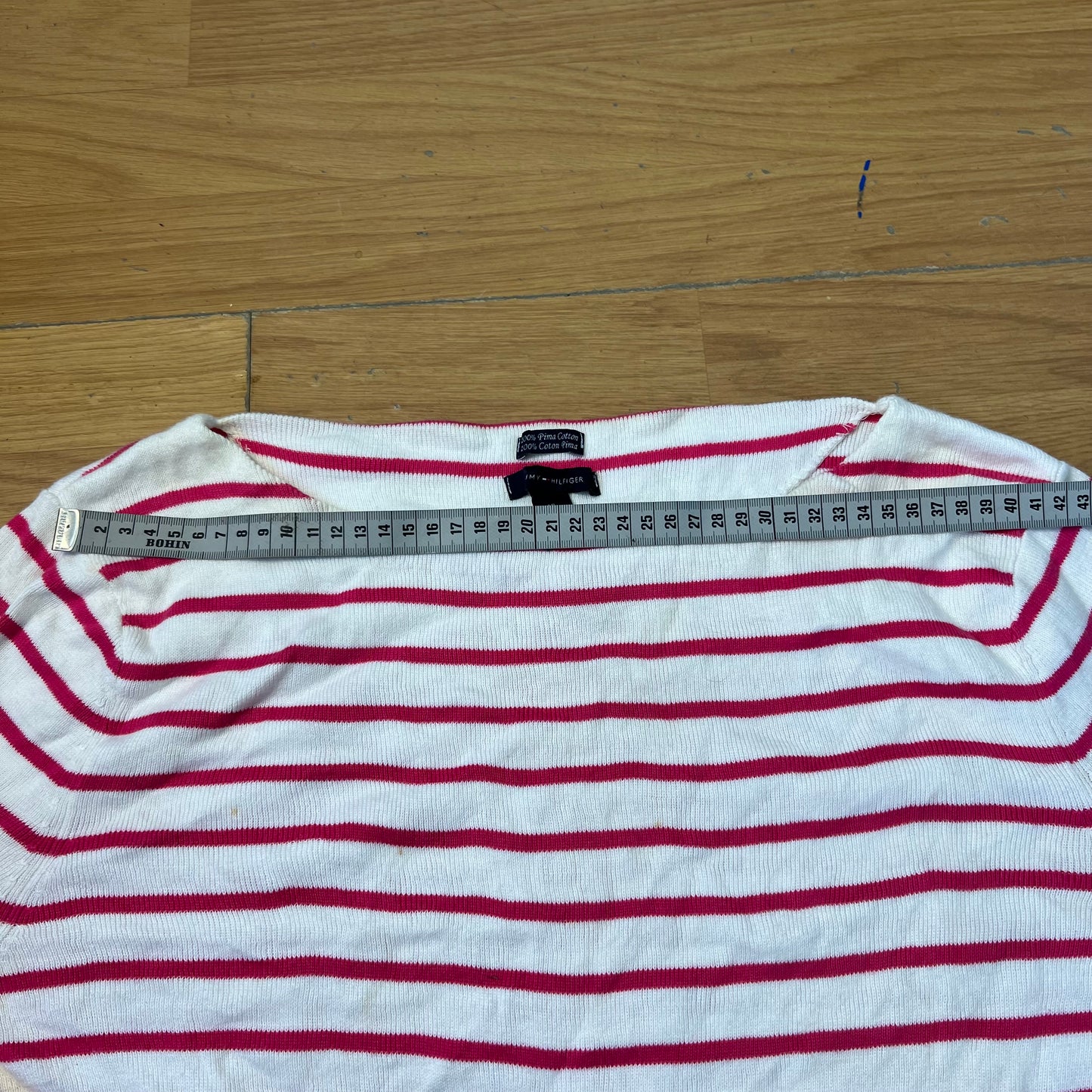 Pull rayé rose et blanc - Tommy Hilfiger (femme) - Taille XL