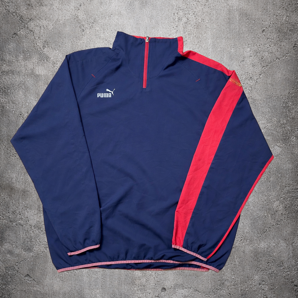 Pull quarter-zip gris et rouge - Puma - Taille XL