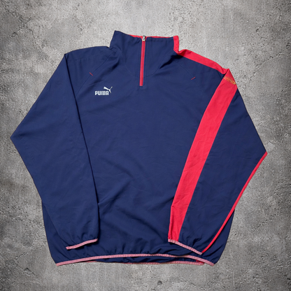 Pull quarter-zip gris et rouge - Puma - Taille XL