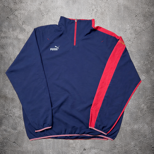 Pull quarter-zip gris et rouge - Puma - Taille XL