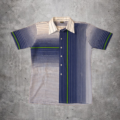 Chemise à manches courtes bleu et vert - Bügelfrei - Taille M