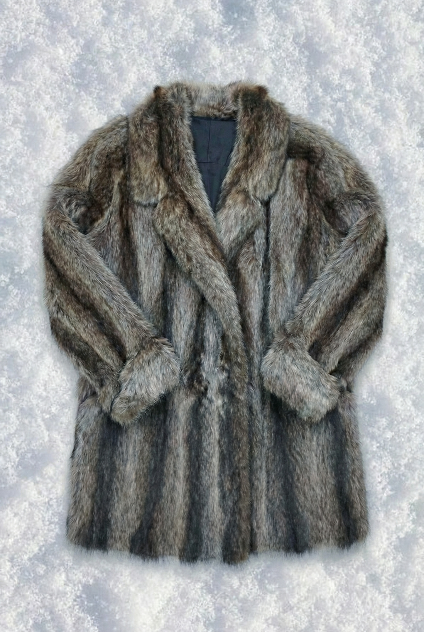 Veste Véritable Fourrure - Beige clair et marron foncé - Taille L