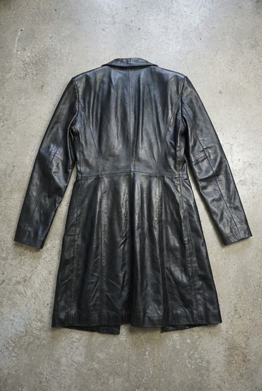 Veste en cuir noire – longueur genoux – taille M