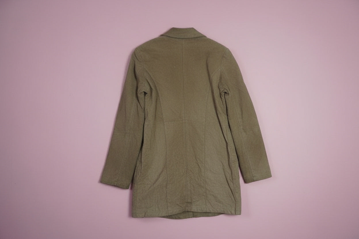 Veste en cuir beige brun longueur genou – BY ZAINAB