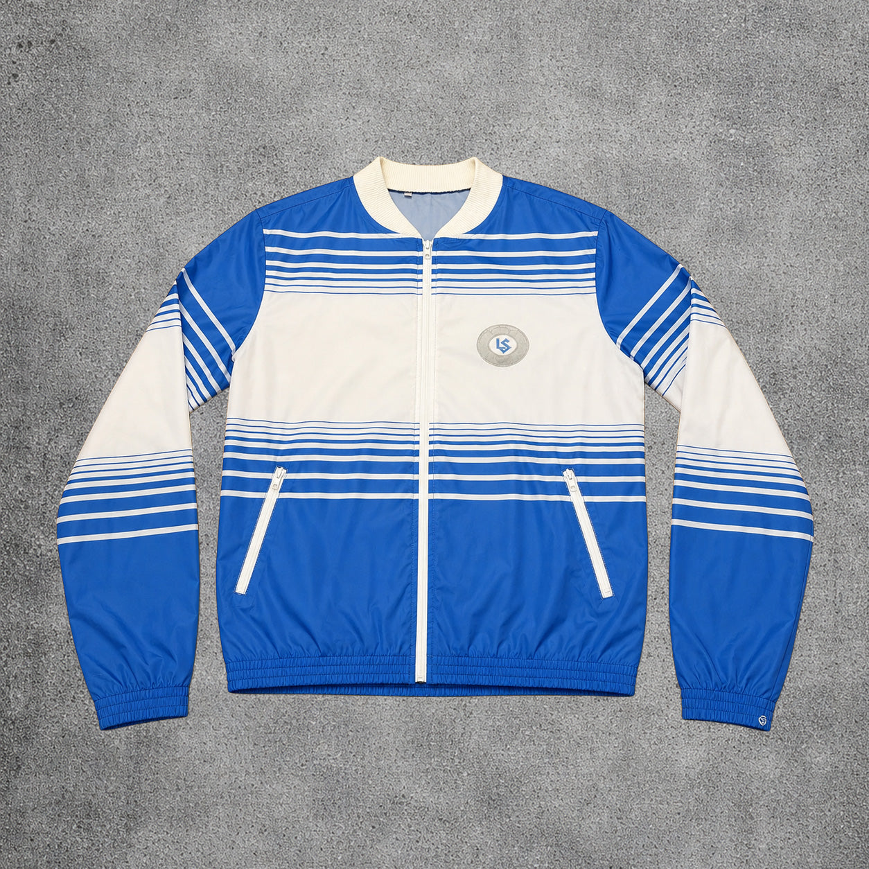 Veste coupe-vent bleu et blanc - Style soccer - Taille M