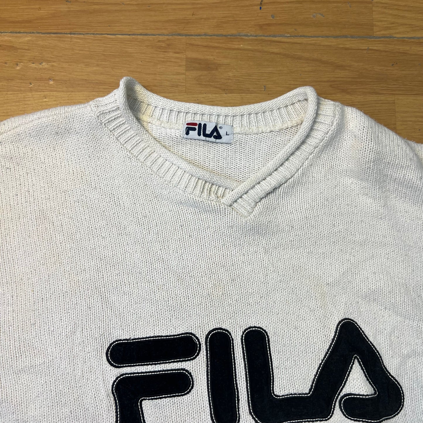 Pull blanc col V - Fila - Taille L