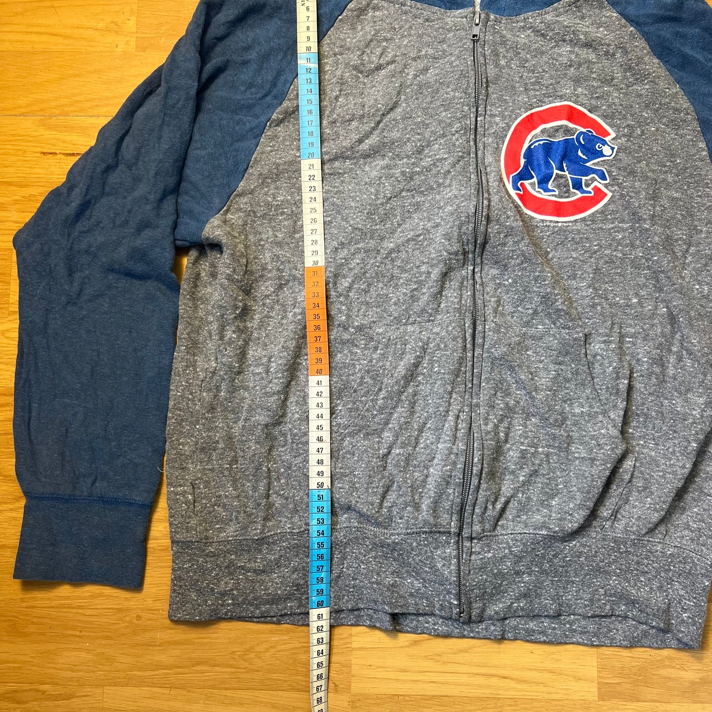 Sweat zippé à capuche gris et bleu - Taille M
