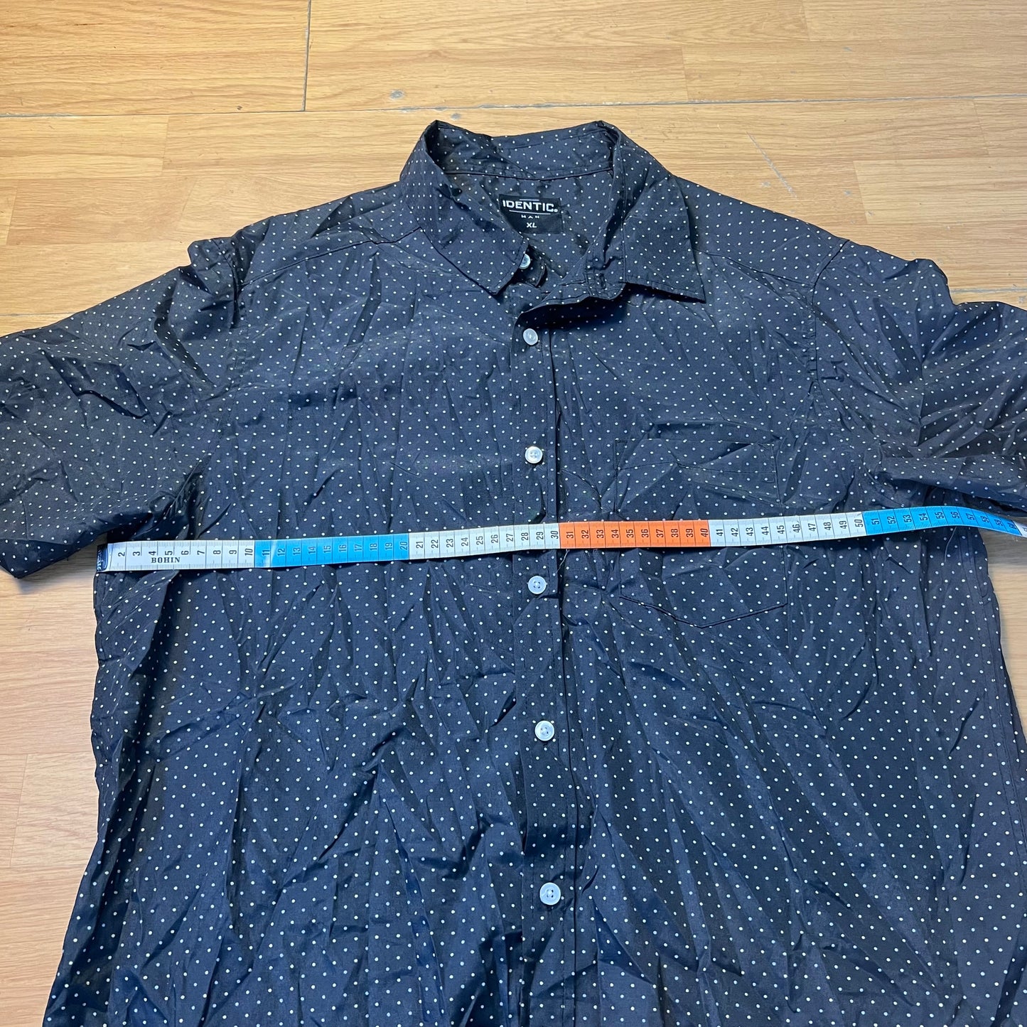 Chemise manches courtes noire à pois blancs - Identic - Taille XL