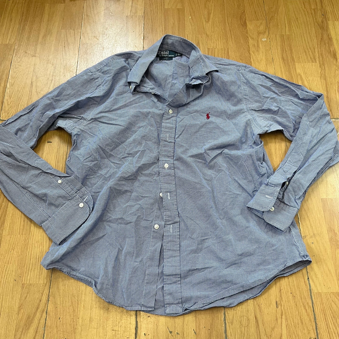 Chemise Ralph Lauren blanche à carreaux violets – Taille 42