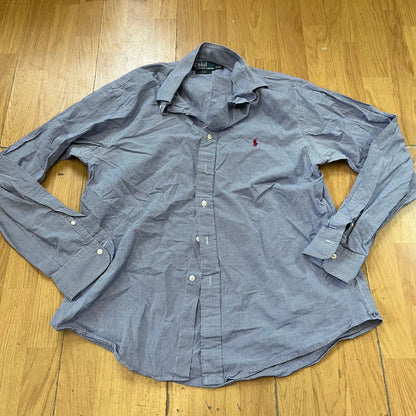 Chemise Ralph Lauren blanche à carreaux violets – Taille 42