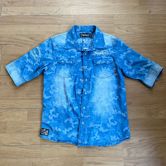 Chemise Norton camouflage bleu en denim – Taille M