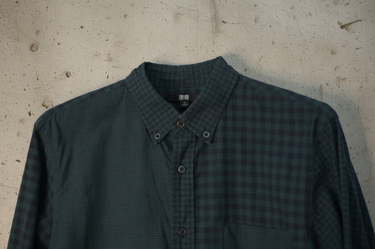 Chemise à carreaux vert foncé et bleu marine – taille M