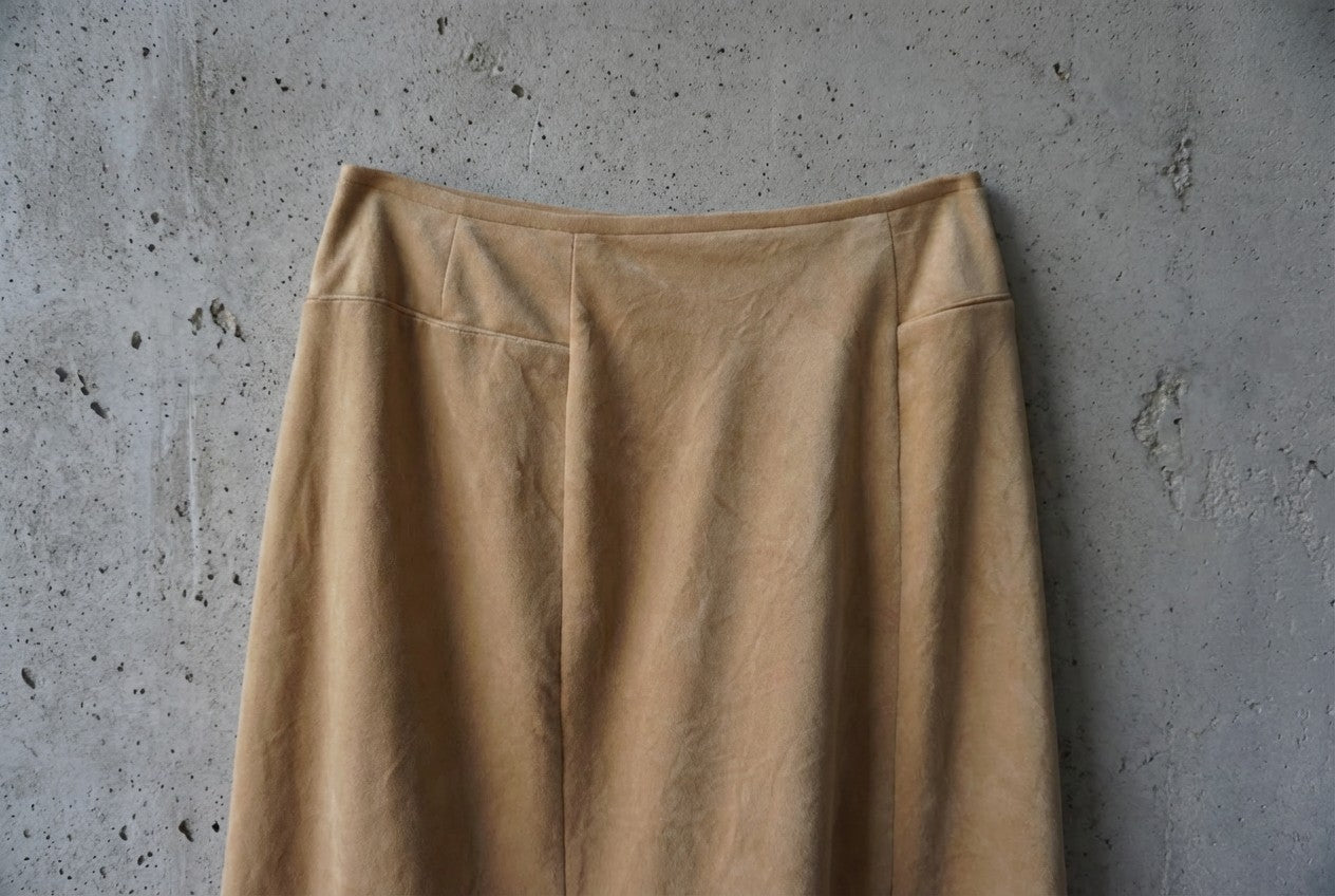 Jupe midi beige effet velours – taille 36