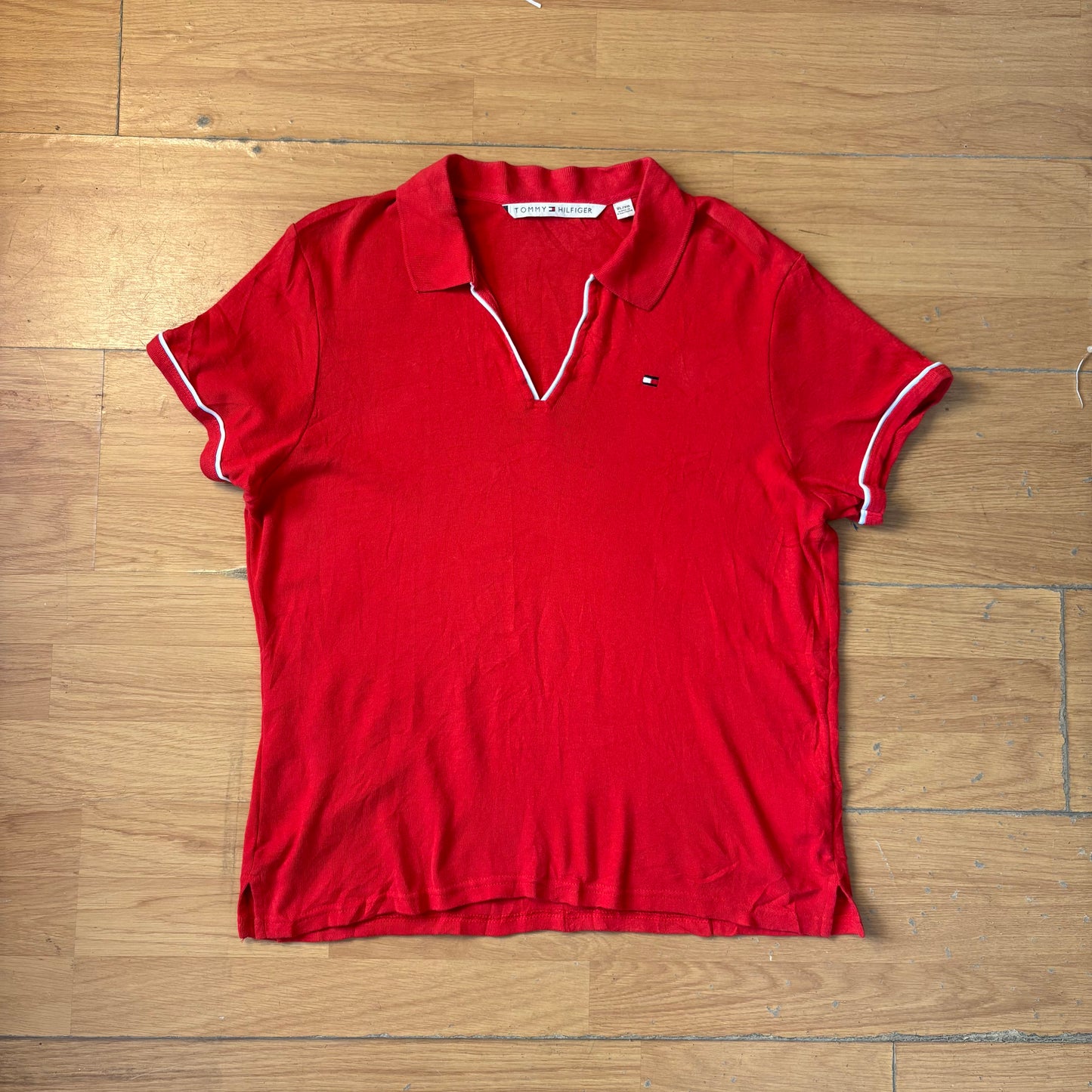 Polo rouge a décolleté - Tommy Hilfiger - Taille XL