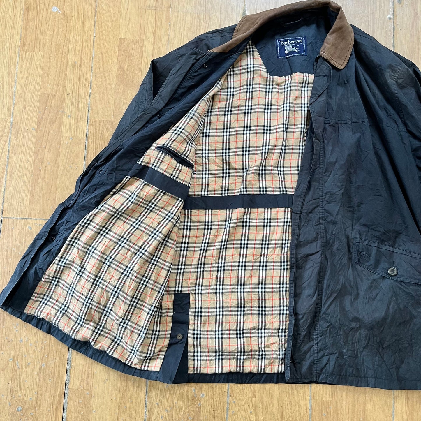 Trench coat Burberry’s noir et marron vintage – Taille XL
