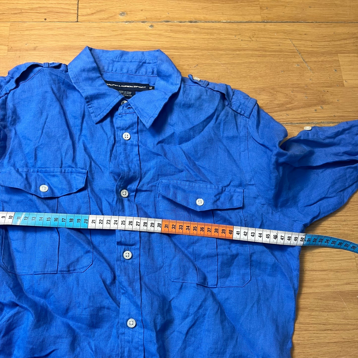 Chemise en lin bleu - Ralph Lauren Sport - Taille 12