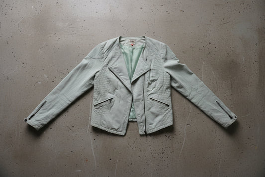 Veste en cuir sauge clair – taille L
