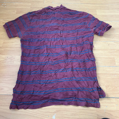 Polo rayé bordeaux et bleu - Ralph Lauren - Taille M