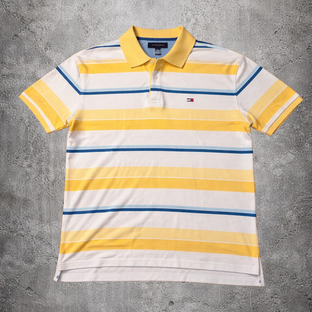 Polo rayé jaune, blanc et bleu Tommy Hilfiger – Taille – XXL