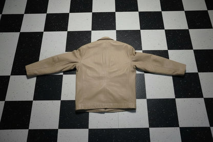 Manteau long en cuir d’agneau beige – BY SARAH LANG