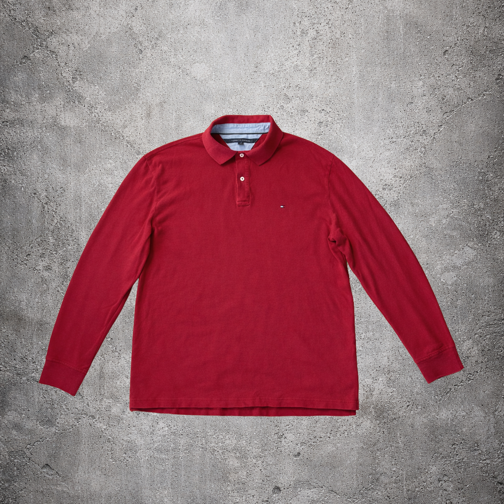 Polo manches longues rouge - Tommy Hilfiger - Taille XXL