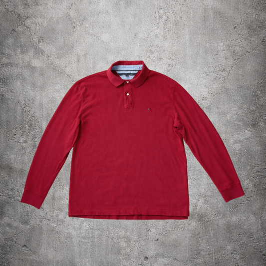 Polo manches longues rouge - Tommy Hilfiger - Taille XXL