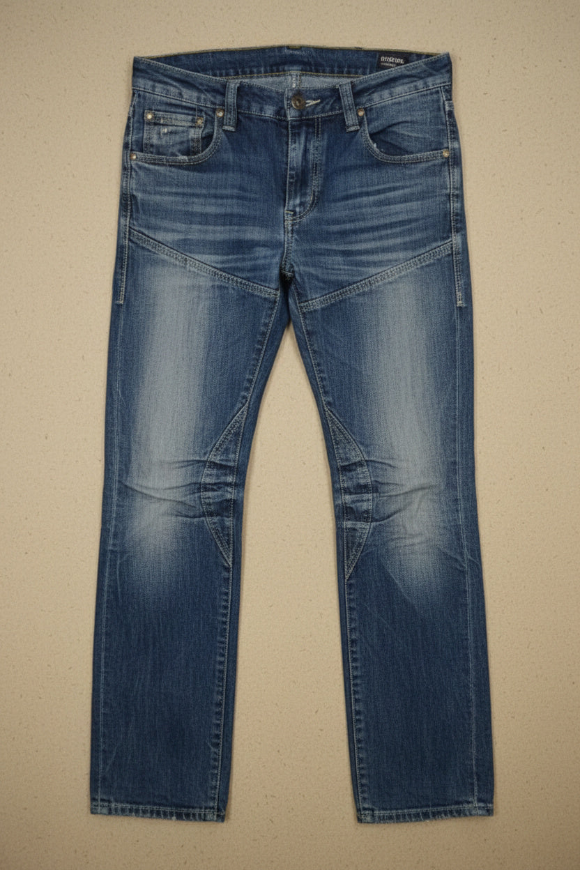 Jean bleu coupe droite à double ceinture – BY KER