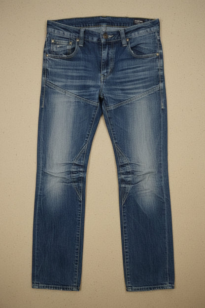Jean bleu coupe droite à double ceinture – BY KER