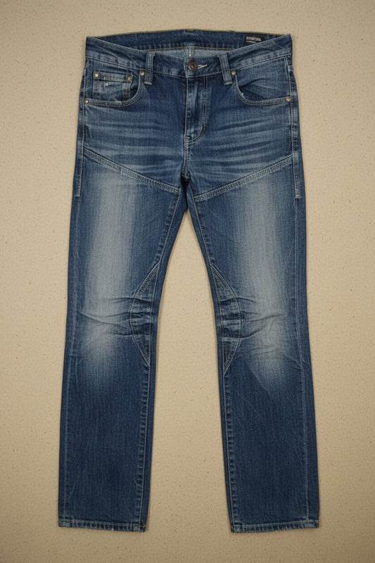 Jean bleu coupe droite à double ceinture – BY KER