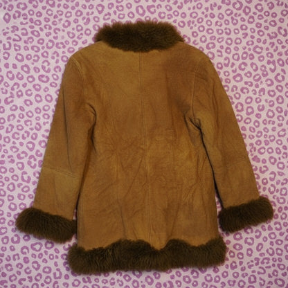Veste en cuir marron avec col fourrure – BY SARLOTTE