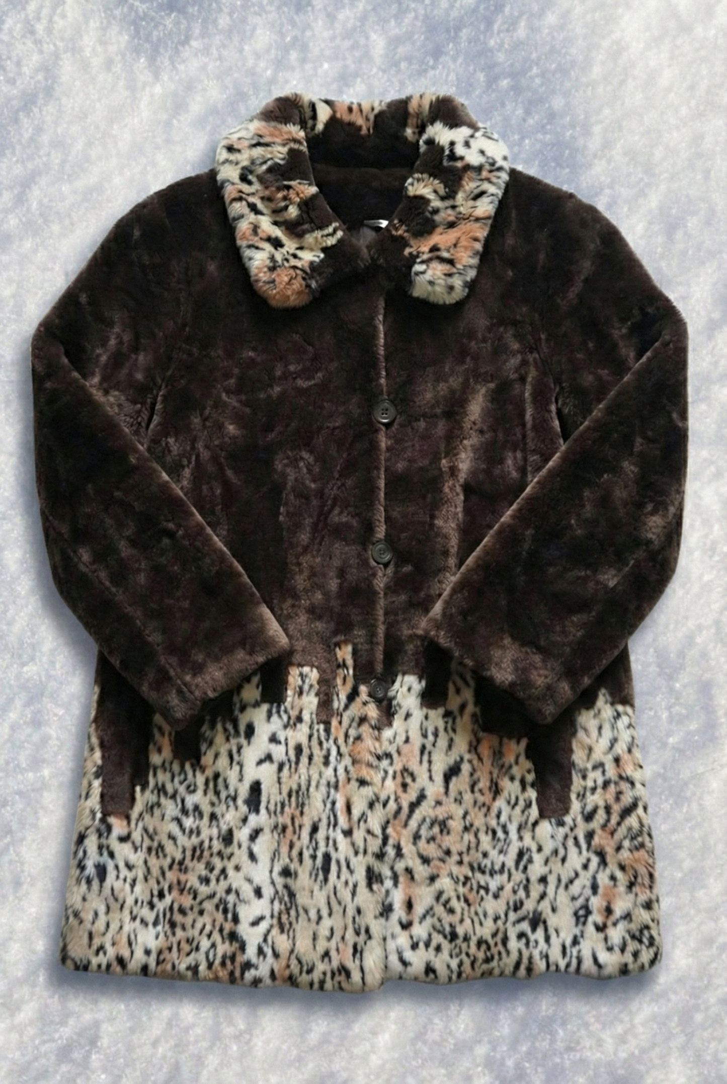 Veste Léopard Luxe -  Demi Léopard / Demi Brun – Col & Poignets Léopard  - Taille XL/XXL