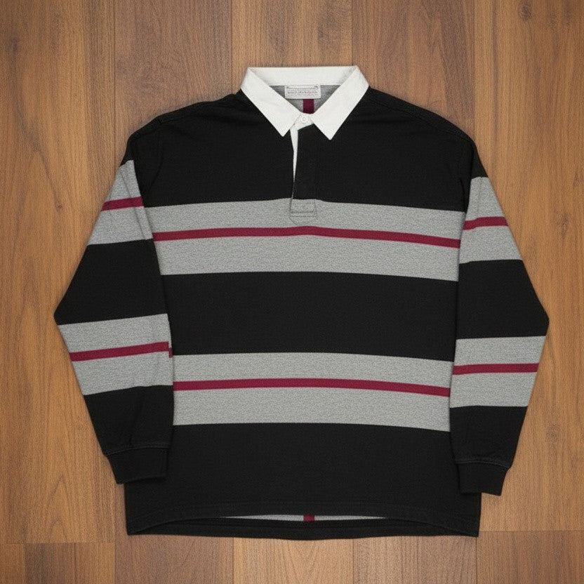 Sweat polo noir à rayures – SS.CARMEN