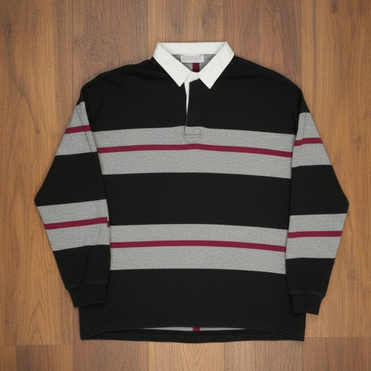 Sweat polo noir à rayures – SS.CARMEN