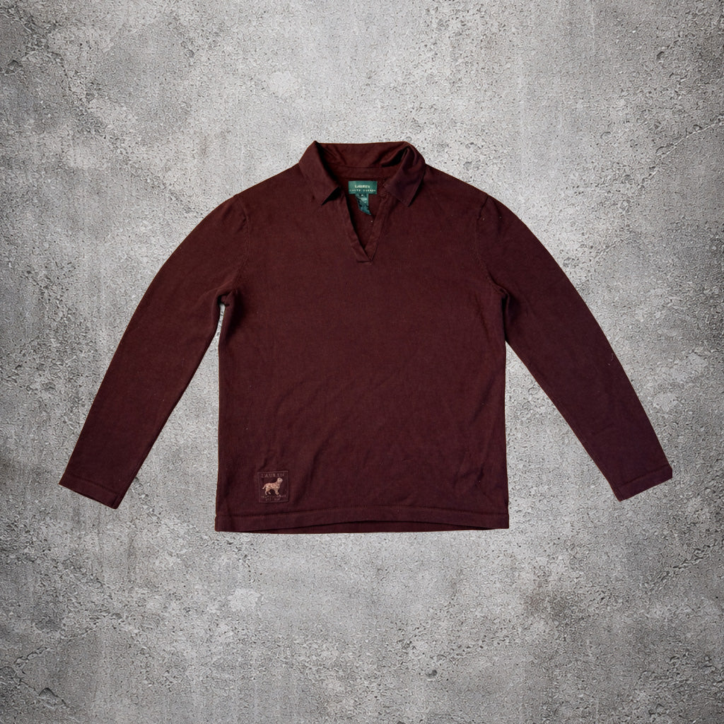 Pull en maille col v marron - Ralph Lauren - Taille M