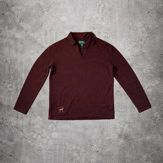 Pull en maille col v marron - Ralph Lauren - Taille M