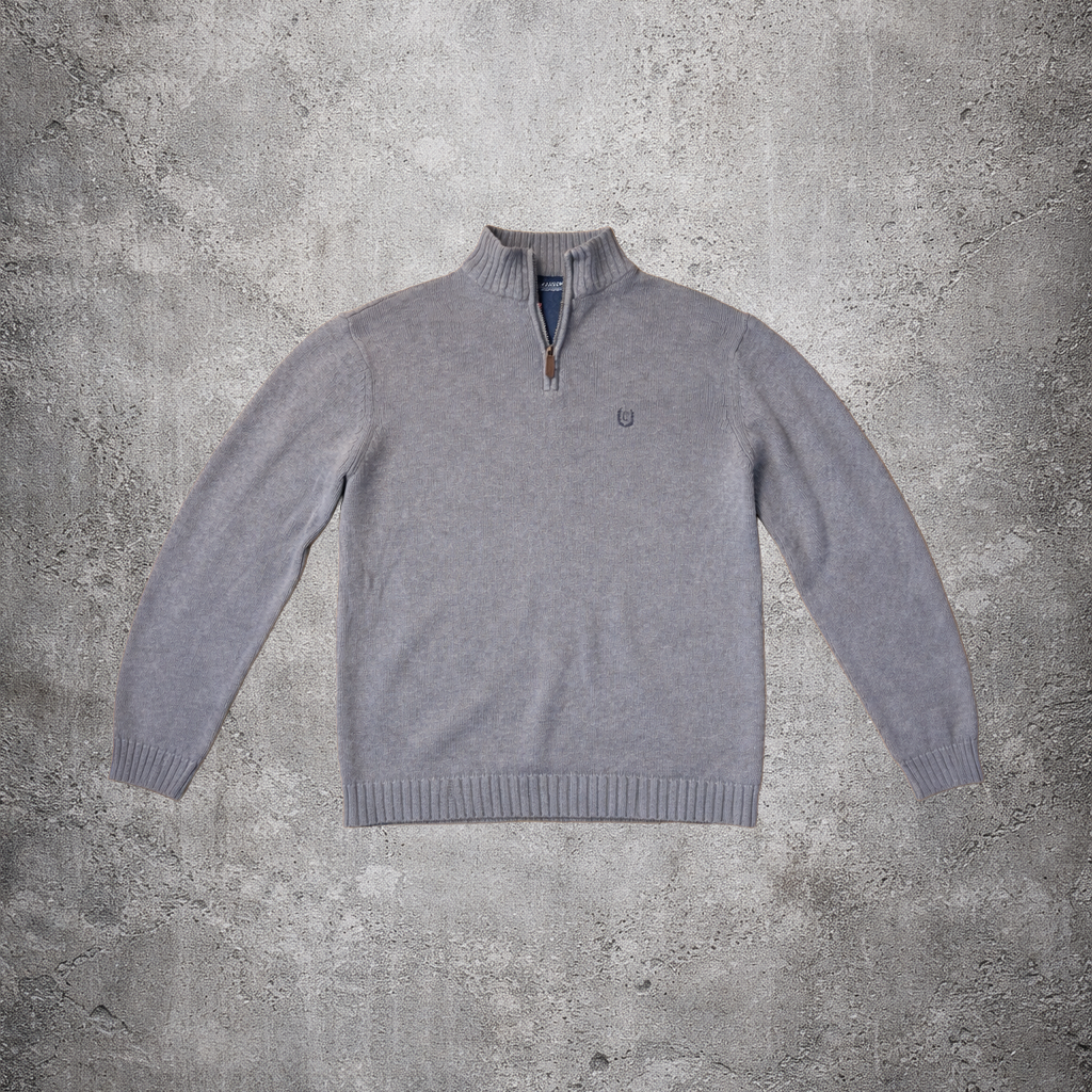 Pull en maille quarter-zip gris - Chaps - Taille L