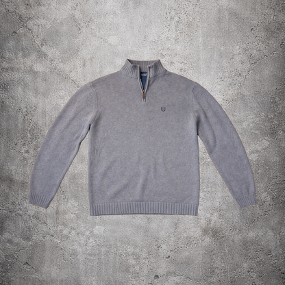 Pull en maille quarter-zip gris - Chaps - Taille L