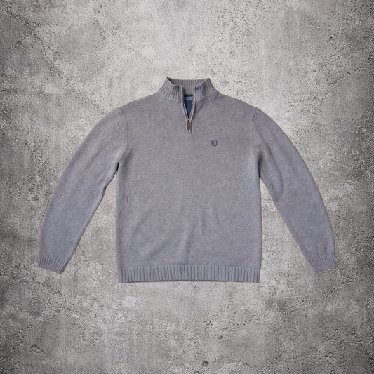 Pull en maille quarter-zip gris - Chaps - Taille L