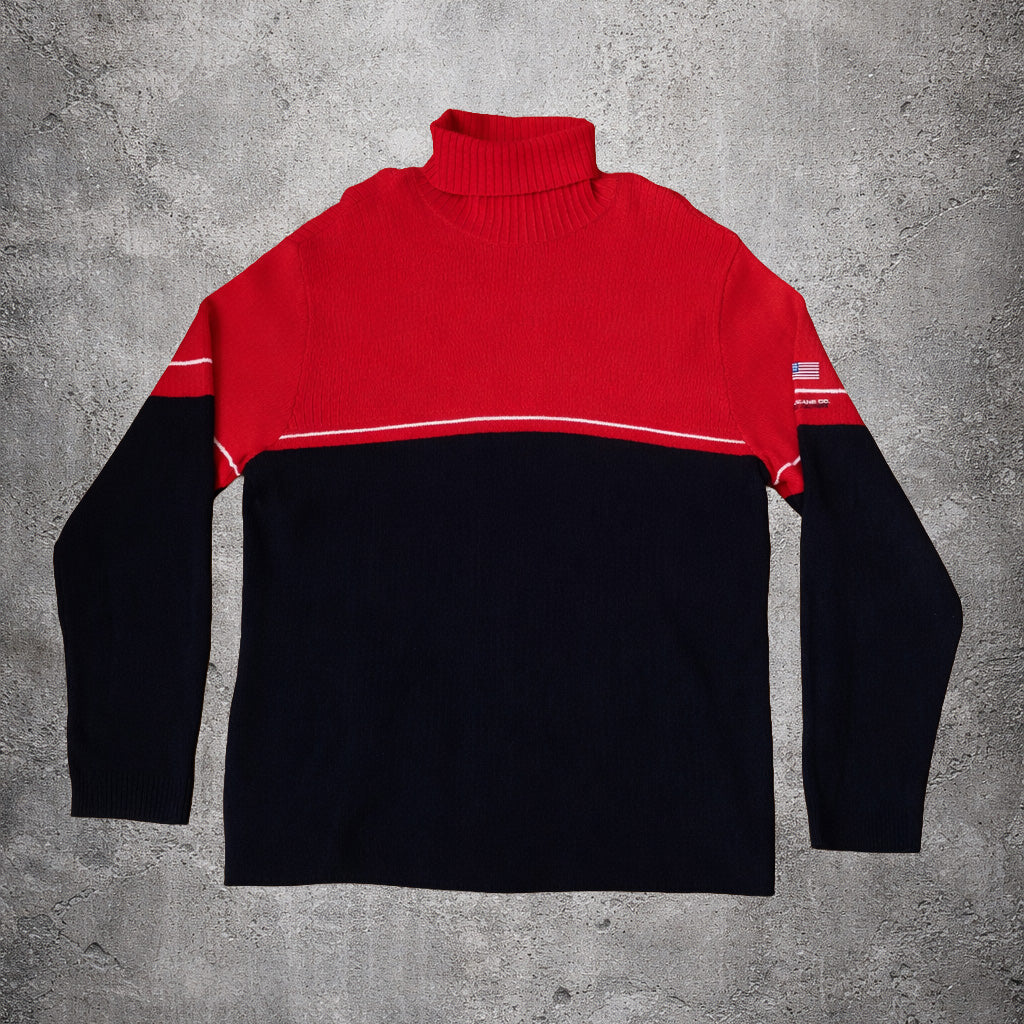 Pull col roulé rouge et bleu foncé Ralph Lauren – Taille XXL